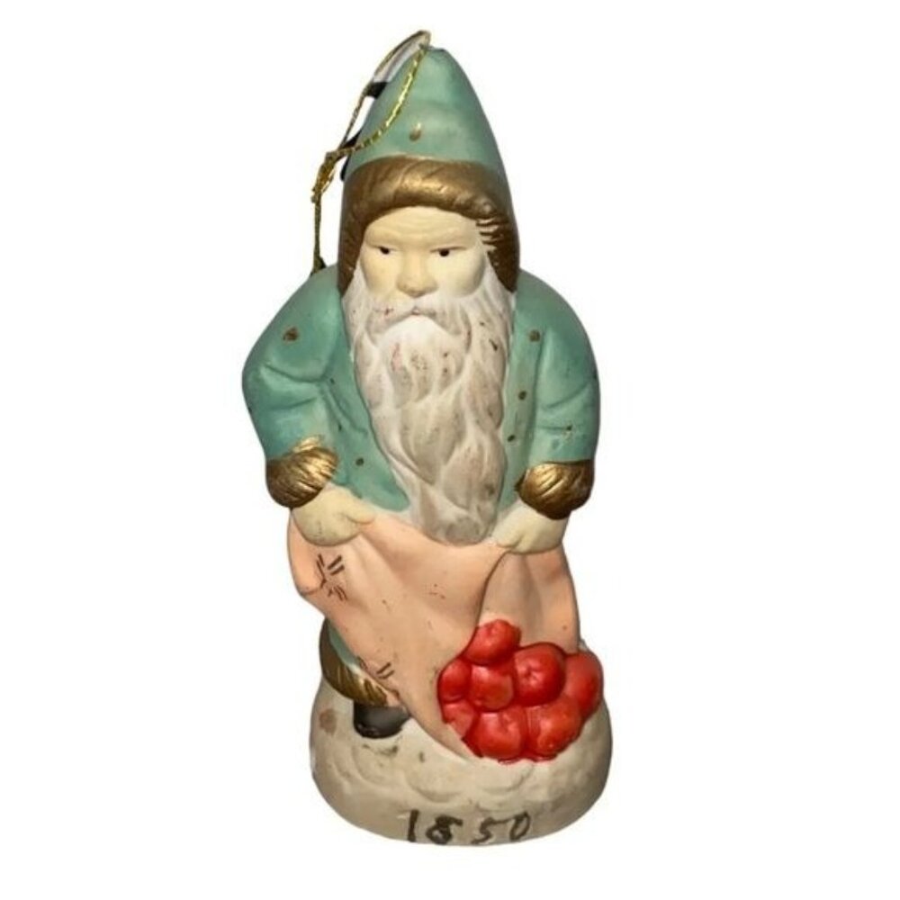 Vintage Memories of Santa Christmas Ornament Santa, Bag, Apples 1850
